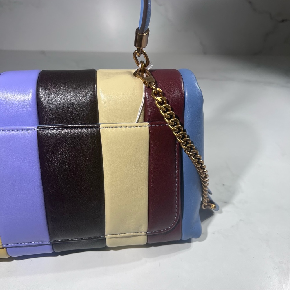 Tory Burch Kira Small Top Handle Quilted Logo Multi Leather Satchel Handbag - Picture 9 of 16